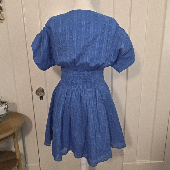 Tecovas Blue Smocked Waist Mini Dress Size L - Picture 3 of 8